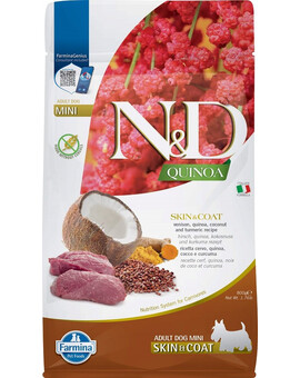 FARMINA N&D Quinoa Skin & Coat Venison Mini pro psy malých plemen 800g