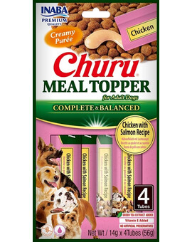 INABA Dog Meal Topper Chicken Salmon 4x14 g krémový doplněk stravy pro psy s kuřecím masem a lososem