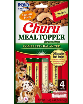 INABA Dog Meal Topper Chicken Beef 4x14 g krémový doplněk stravy pro psy s kuřecím a hovězím masem