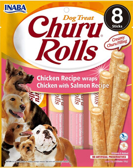 INABA Churu Rolls Chicken 8x12g s kuřecím masem a lososem