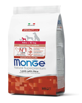 MONGE Dog Mini Puppy Jehně, rýže a brambory 800g