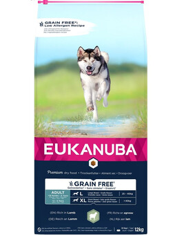 EUKANUBA Grain Free L Adult Jehněčí 12 kg pro dospělé psy velkých plemen