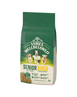 JAMES WELLBELOVED Senior 2 kg suché kompletní krmivo pro starší psy >7 let s vysokým obsahem jehněčího masa a rýže