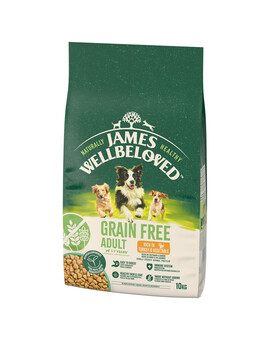 JAMES WELLBELOVED Adult 10 kg Kompletní suché bezobilné krmivo pro dospělé psy 1-7 let, bohaté na krůtu a zeleninu