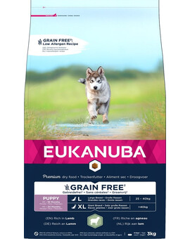 EUKANUBA Grain Free L Puppy Jehněčí maso 3 kg pro štěňata velkých plemen