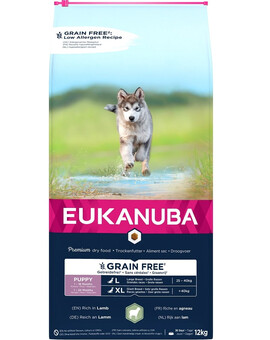 EUKANUBA Grain Free L Puppy Jehněčí 12 kg pro štěňata velkých plemen