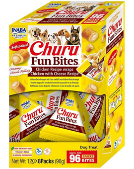 INABA Dog Churu Fun Bites Chicken with Cheese 8x12g wrapy s kuřecím masem a sýrem pro psy