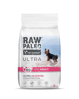 RAW PALEO Ultra Pork Mini Adult 2kg pro dospělé psy malých plemen s vepřovým masem