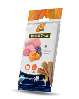 FARMINA N&D Dentální pamlsek Pumpkin Lamb Blueberry Medium/Maxi 100 g (7 ks) pro psy středních a velkých plemen