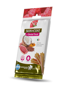 FARMINA N&D Quinoa Dental Treat Skin Coat Duck Medium/Maxi 100 g (7 ks) zubní pamlsek pro střední a velké psy