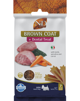 N&D Brown Dental Treat Coat Lamb Mini 60 g (7 szt) przysmak dentystyczny dla psów ras małych