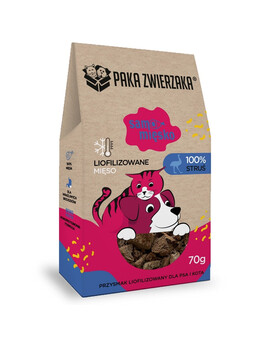PAKA ZWIERZAKA Samo maso Pštros liofilizované maso pro psy a kočky 70 g