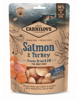 Raw Freeze-dried Snack Salmon and Turkey 60g liofilizowane kawałki łososia i indyka dla dorosłych psów