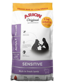 ARION Original Sensitive Adult Medium Lamb Rice 15 kg (12 + 3 kg gratis)