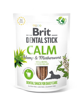 BRIT Dental Stick Calm konopí a srdcovník 251 g dentální pamlsek pro psy podporující redukci stresu
