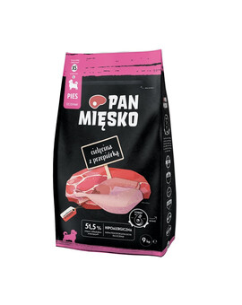 PAN MIĘSKO Telecí s křepelkou pro štěňata, křupky XS 9 kg