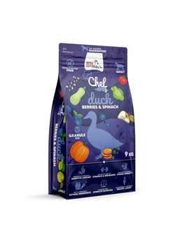 SYTA MICHA Chef Kachna, borůvky a špenát 9 kg suché krmivo pro psy
