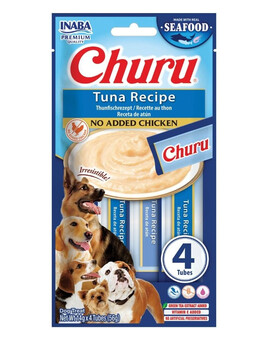 INABA Dog Churu Fish Based Tuna Recipe 4x14g krémové pamlsky s tuňákem pro psy