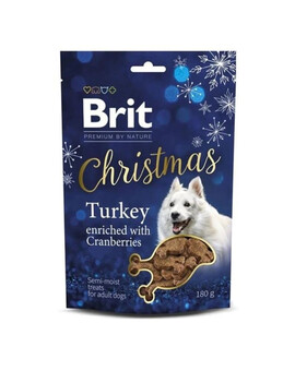 BRIT Premium By Nature Dog Christmas Semi-moist Snack Turkey 180g poloměkká pochoutka pro psy s krůtím masem a brusinkami