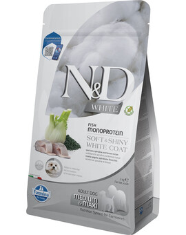 N&D White Dog Adult Medium Maxi Sea Bass, Spirulina, Fennel 2 kg