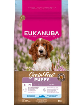 EUKANUBA Grain Free Puppy Small Medium Ocean Fish 3 kg bezobilná krmiva pro štěňata malých a středních plemen s rybou