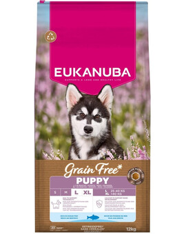 EUKANUBA Grain Free Puppy Large Ocean Fish 12 kg bezobilná krmiva pro štěňata velkých plemen s rybou