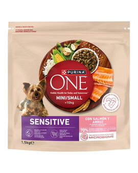 PURINA ONE Mini Small Sensitive Salmon and Rice 1,5 kg s lososem a rýží, suché krmivo pro malé psy s citlivým zažíváním