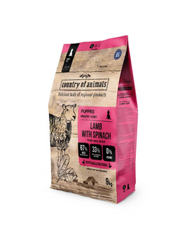 COUNTRY OF ANIMALS Puppies Lamb with Spinach S 9 kg jehněčí s špenátem granule pro štěňata