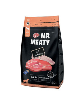 MR MEATY Dog Veal with Turkey M 3 kg telecí s hovězím masem, krmivo pro psy