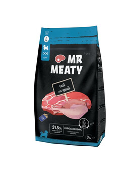 MR MEATY Puppies Veal with Quail L 3 kg telecí s masem křepelky, krmivo pro štěňata