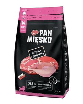 PAN MIĘSKO Telecí s křepelkou pro štěňata křupavé L 3 kg