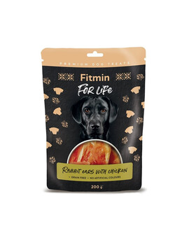 FITMIN For Life Rabbit ears with chicken 200 g uši králíka s kuřecím masem pamlsek pro psa
