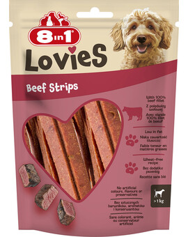 8IN1 Lovies Beef Strips 80g pamlsek pro psa s pečeným hovězím masem