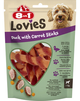 8IN1 Lovies Duck & Carrot Sticks 80g pamlsek pro psa tyčinky z kachny s mrkví