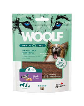 Woolf Dental Bars Duck & Pear 108g Kachna s hruškou pro psy, suchý pamlsek na zoubky