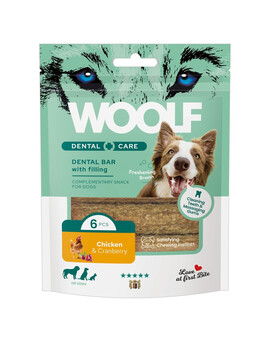 Woolf Dental Bars Chicken & Cranberry 108 g – Kuře s brusinkami pro psy, zubní pamlsek, čištění zubů a svěží dech