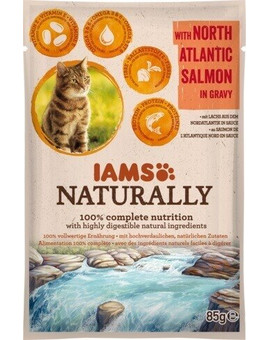 IAMS Naturally Adult Cat with North Atlantic Salmon in Gravy 85 g