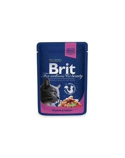 BRIT Premium Cat Adult Pouches with Salmon & Trout Losos a pstruh v omáčce 100 g