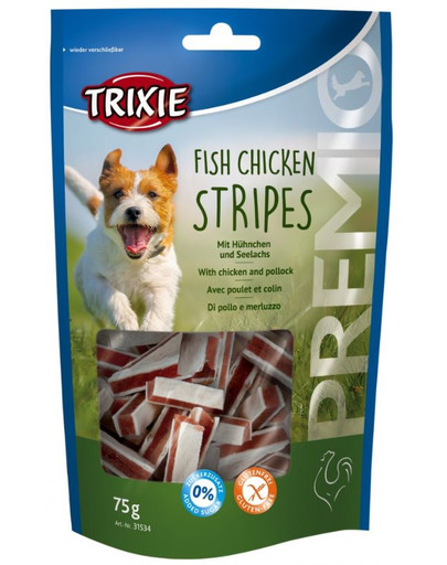 TRIXIE Premio Stripes pásky - kuře a losos 75 g