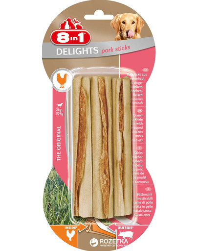 8IN1 Tyčinky žvýkací Delights Pork 3ks