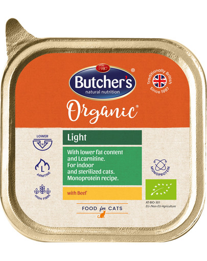 BUTCHER'S Organic Light s hovězím vanička 85g