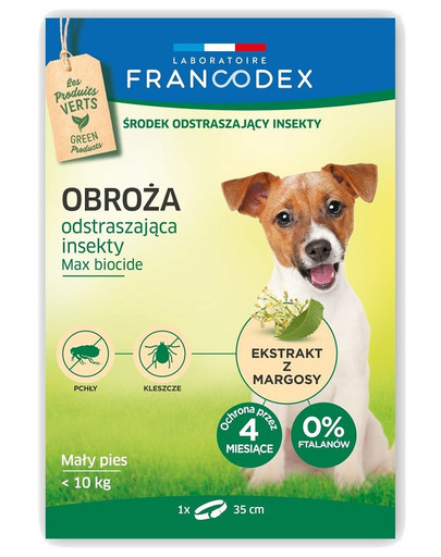FRANCODEX Obojek proti blechám pro malé psy do 10 kg - ochrana 4 měsíce, 35 cm