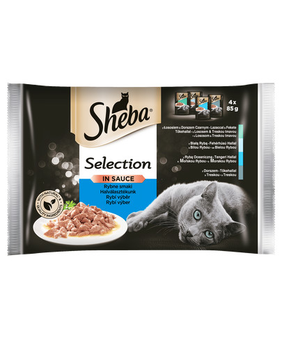 SHEBA Selection v omáčce rybí kapsičky 56 x 85 g (28 +28 zdarma)