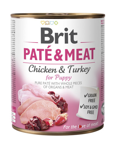 BRIT Pate & meat puppy chicken & turkey 800g konzerva pro štěňata