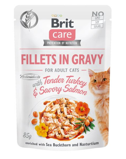 BRIT Care Cat Fillets in Gravy with Tender Turkey & Savory Salmon 85 g