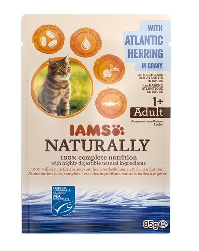 IAMS Naturally Adult Cat sleď 85 g