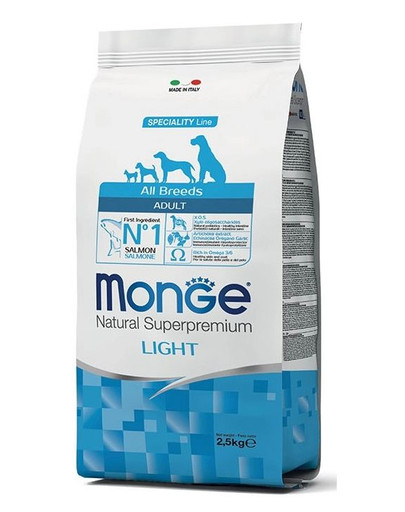 MONGE Dog Light Losos s rýží 2,5 kg