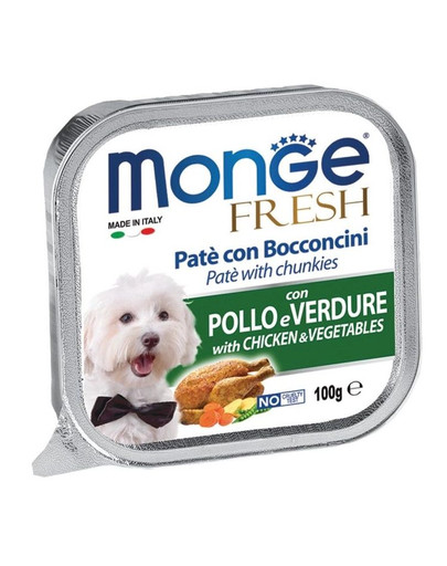 MONGE Dog Fresh paštika a kousky s kuřetem a zeleninou 100g