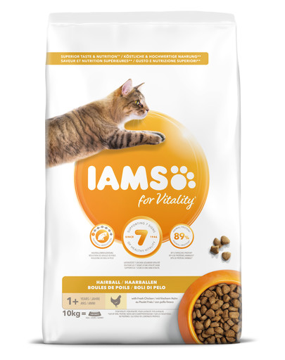 IAMS Cat Adult All Breeds Hairball Control Chicken 2 x 10 kg