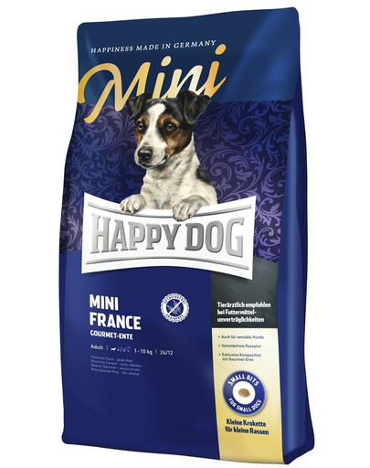 HAPPY DOG Mini France 4 kg + přírodní kachní tyčinky 7ks
